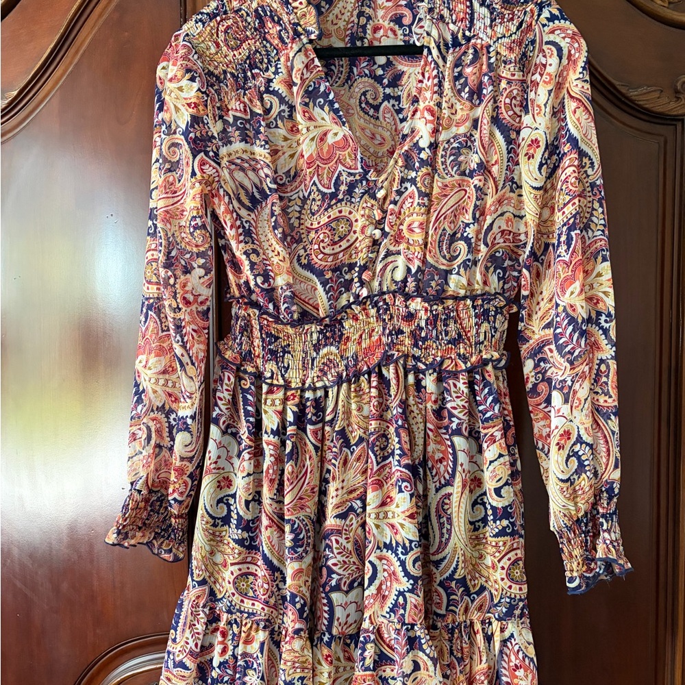 Zara Vibrant Paisley Long Sleeve Dress